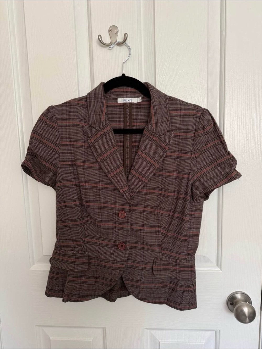 Ricki’s Brown Plaid Short-Sleeve Blazer